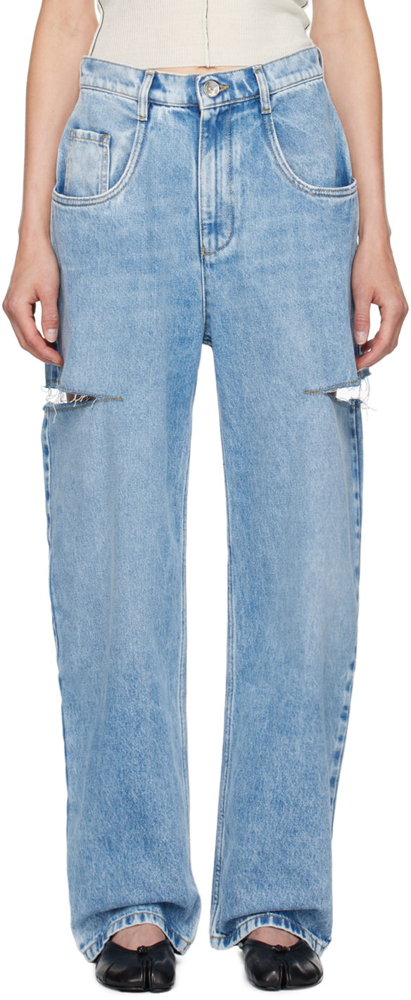 Shop Maison Margiela Blue Slash Jeans In 470 Denim