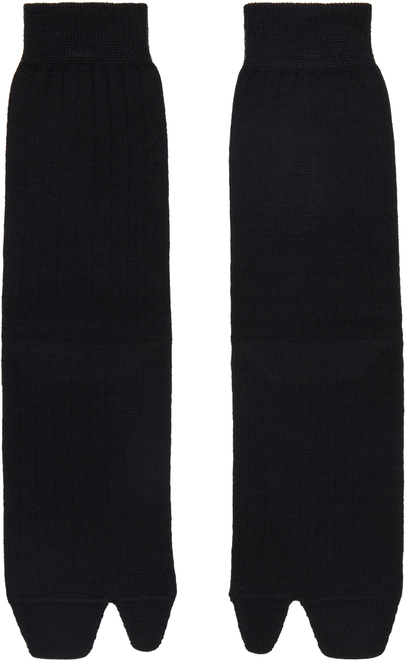 Shop Maison Margiela Black Tabi Socks In 900 Black