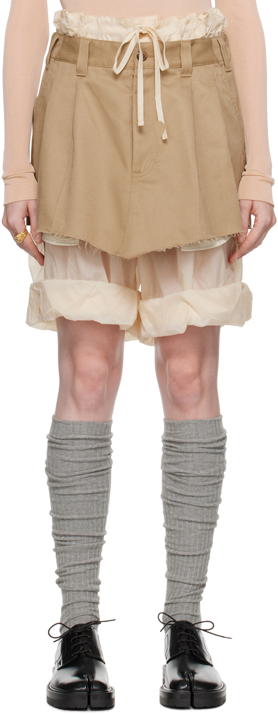 Beige Layered Mini Skort