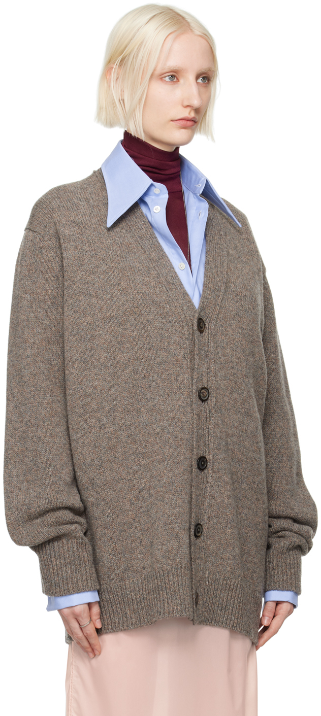 Maison Margiela Gray Shetland Cardigan In 003f Grey/brown
