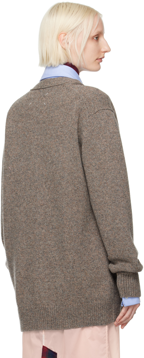 Maison Margiela Gray Shetland Cardigan In 003f Grey/brown