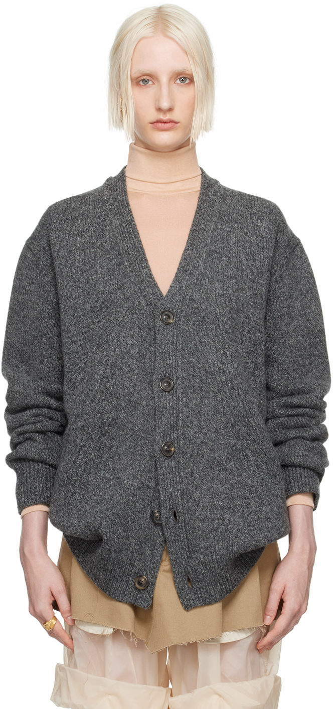 Gray Washed Lambswool Cardigan