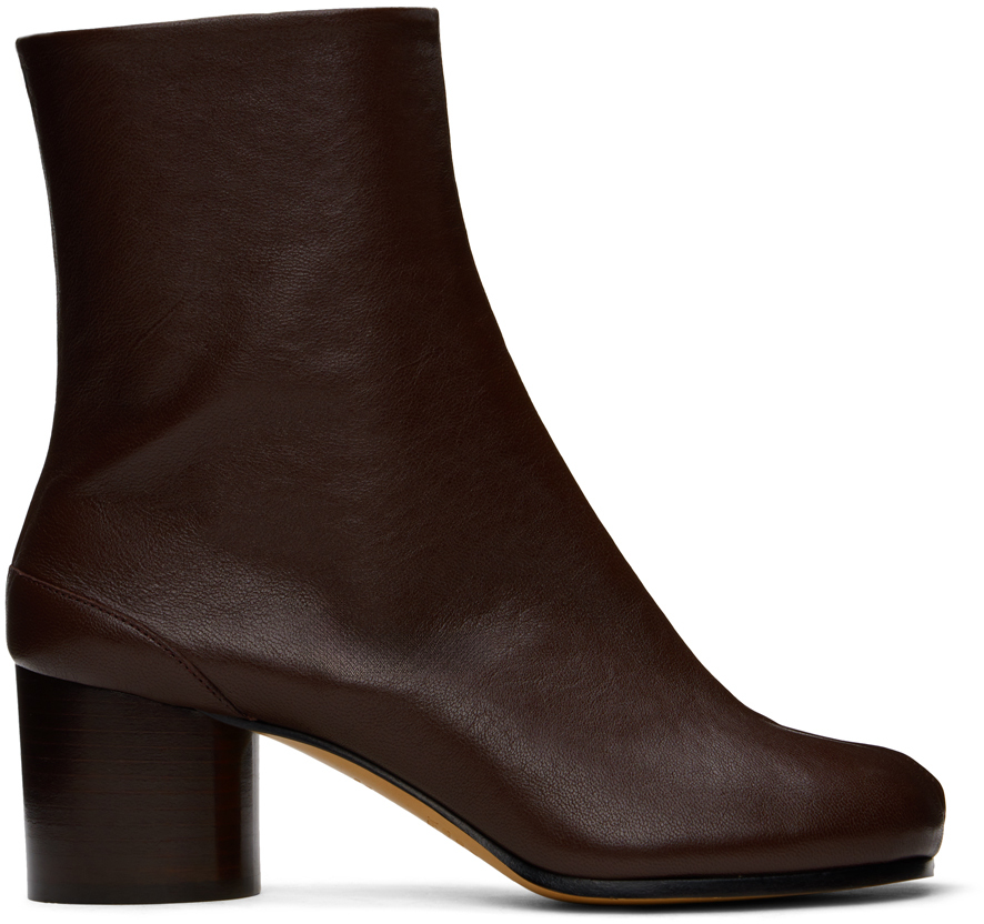 Shop Maison Margiela Brown Tabi Ankle Boots In T2264 Chic Brown