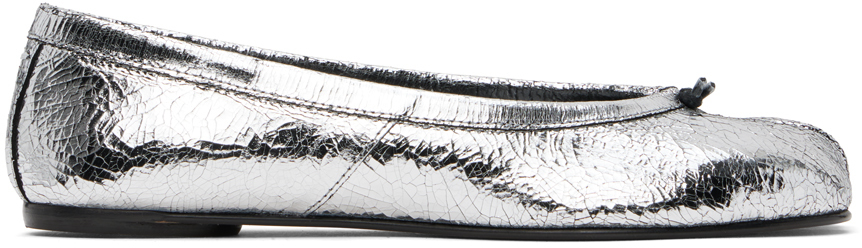 【Maison Margiela】シルバーTabi Broken Mirror バレエシューズ Maison Margiela: シルバー Tabi Broken Mirror バレエシューズ