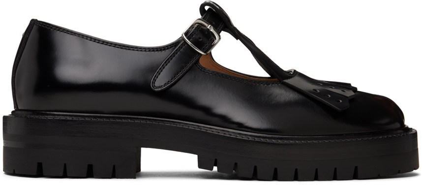 Shop Maison Margiela Black Tabi Country Mary Jane Loafers In T8013 Black