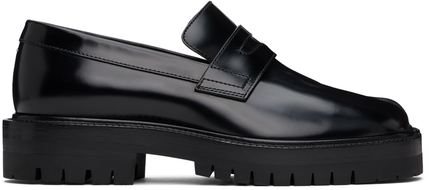 Shop Maison Margiela Black Tabi Loafers In H8396 Black