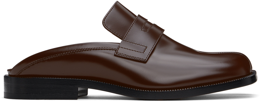 Maison Margiela: Brown Tabi City Loafer Mules | SSENSE Maison Margiela: Brown Tabi City Loafer Mules | SSENSE