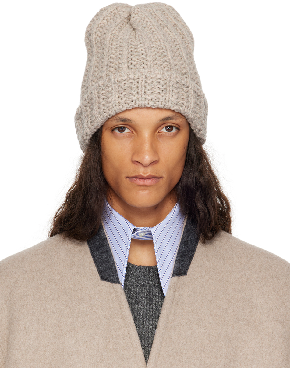 Shop Maison Margiela Beige Shetland Wool Beanie In 002f Beige/light Gre