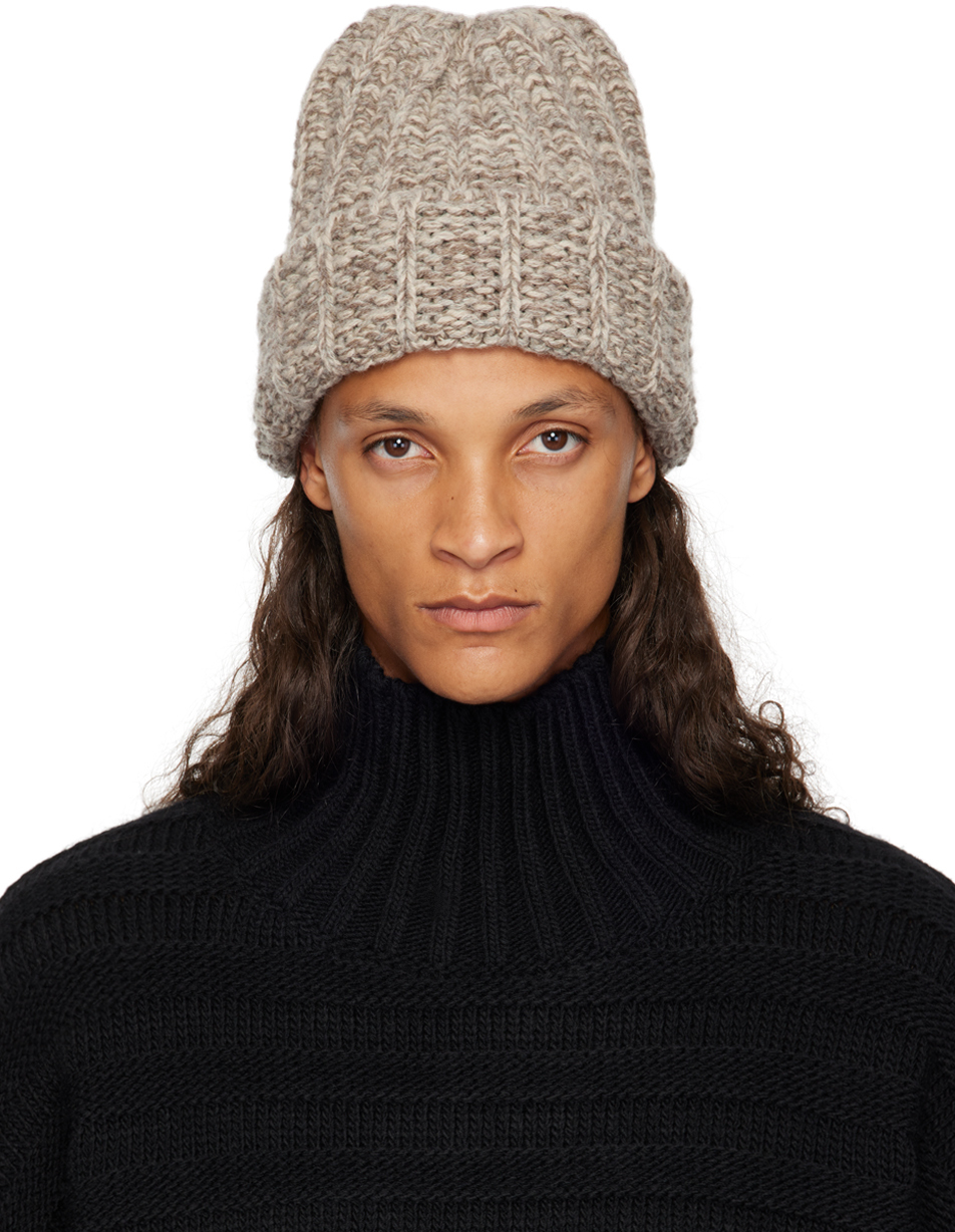 Shop Maison Margiela Beige Wool Beanie In 001f Beige/light Gre