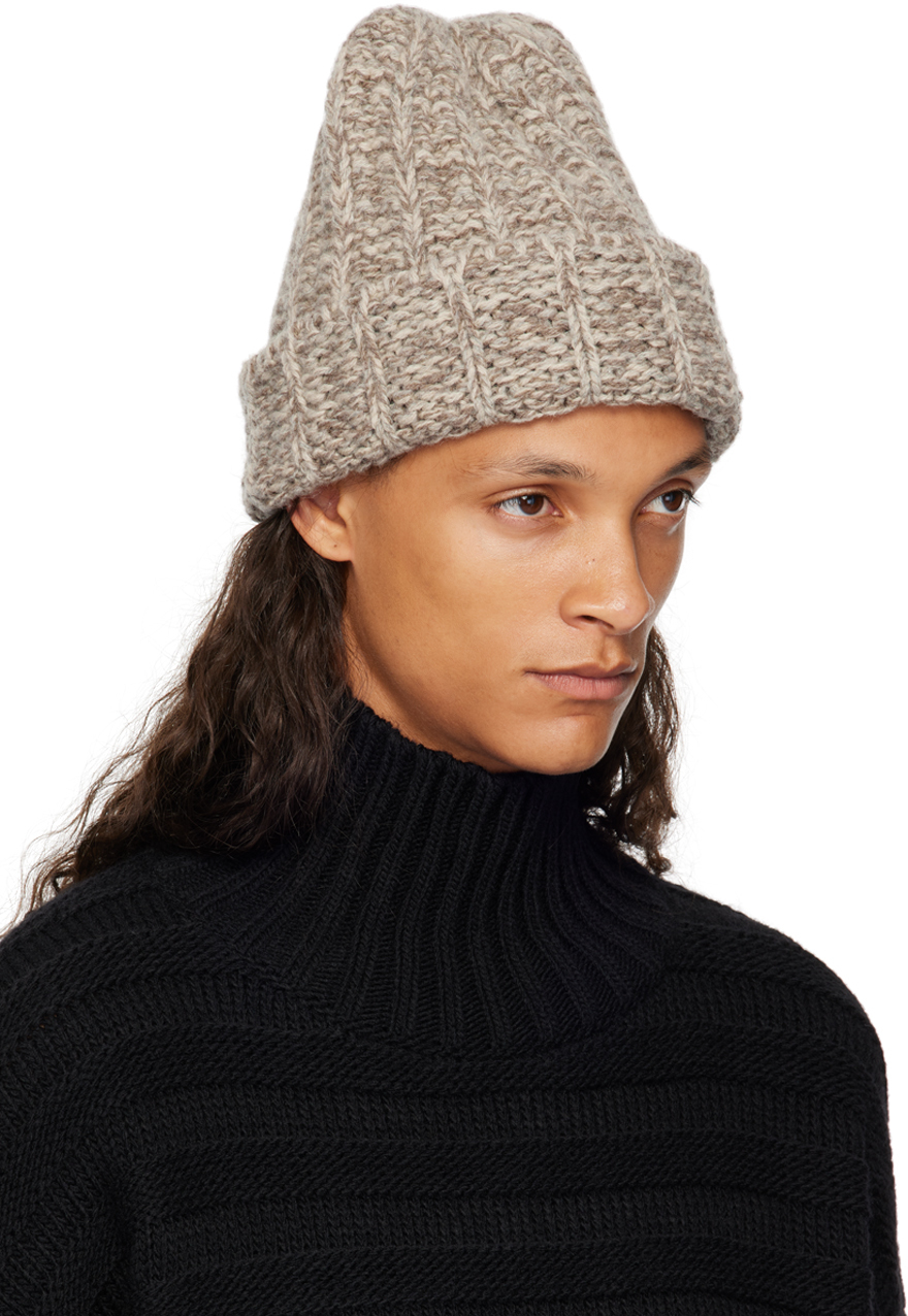 Maison Margiela Beige Wool Beanie In 001f Beige/light Gre