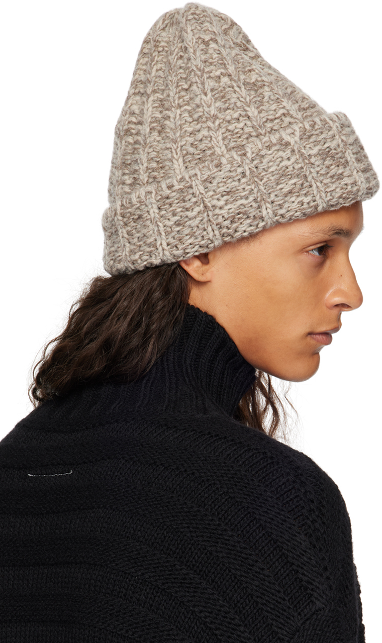 Maison Margiela Beige Wool Beanie In 001f Beige/light Gre