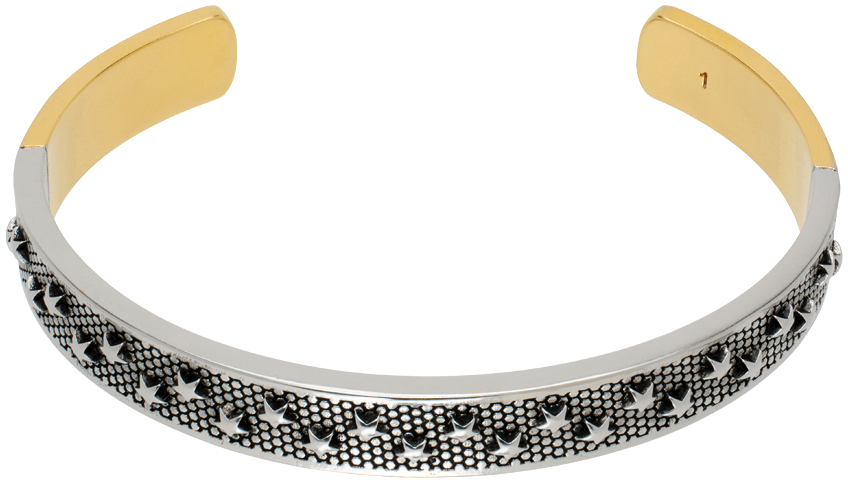 Shop Maison Margiela Silver & Gold Star Cuff Bracelet In 965 Yellow Gold Plat