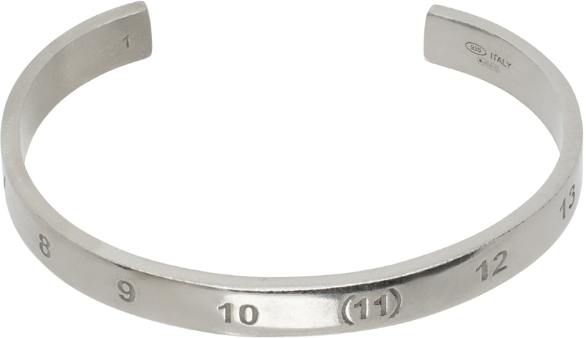 Shop Maison Margiela Silver Numerical Cuff Bracelet In 951 Silver