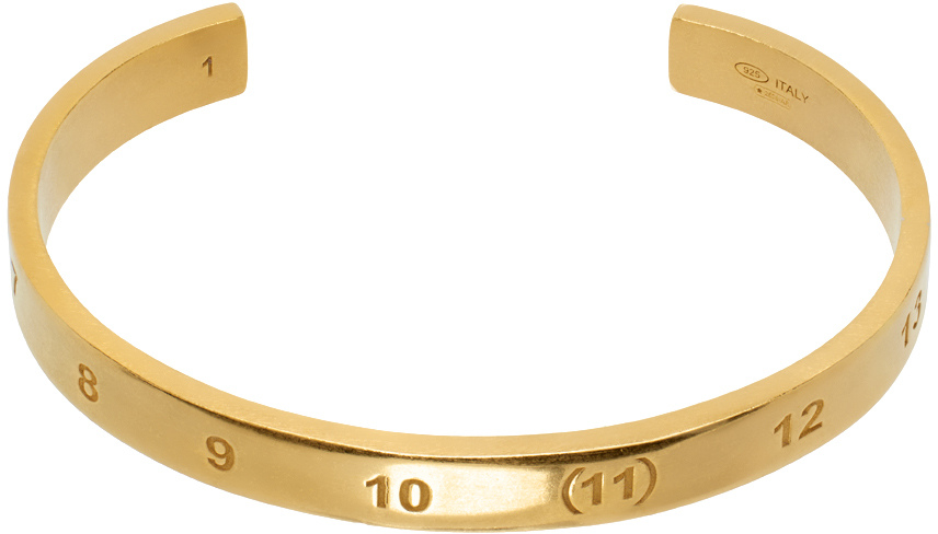 Shop Maison Margiela Gold Numerical Cuff Bracelet In 950 Yellow Gold Plat