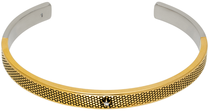 Shop Maison Margiela Gold & Silver Star Cuff Bracelet In 961c Palladio Burrat