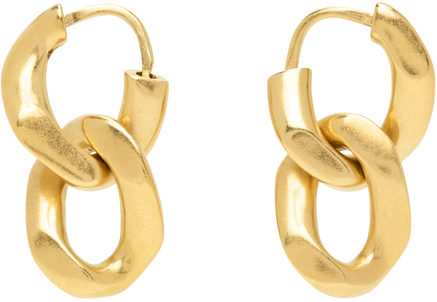 Shop Maison Margiela ゴールド カーブチェーン ピアス In 950 Yellow Gold Plat