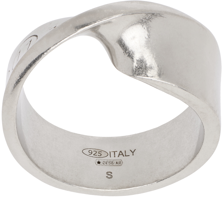 Shop Maison Margiela Silver Band Ring In 951 Silver