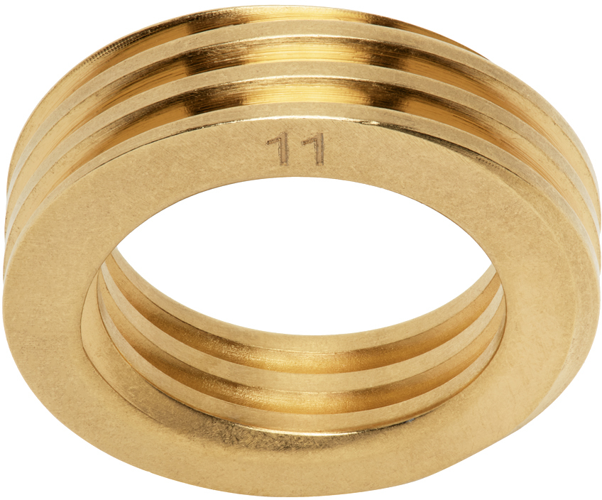 Maison Margiela Gold Bolt & Nut Reference Ring In 950 Yellow Gold Plat