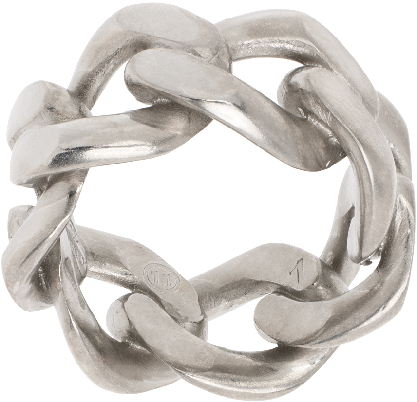 Shop Maison Margiela Silver Chain Ring In 951 Silver