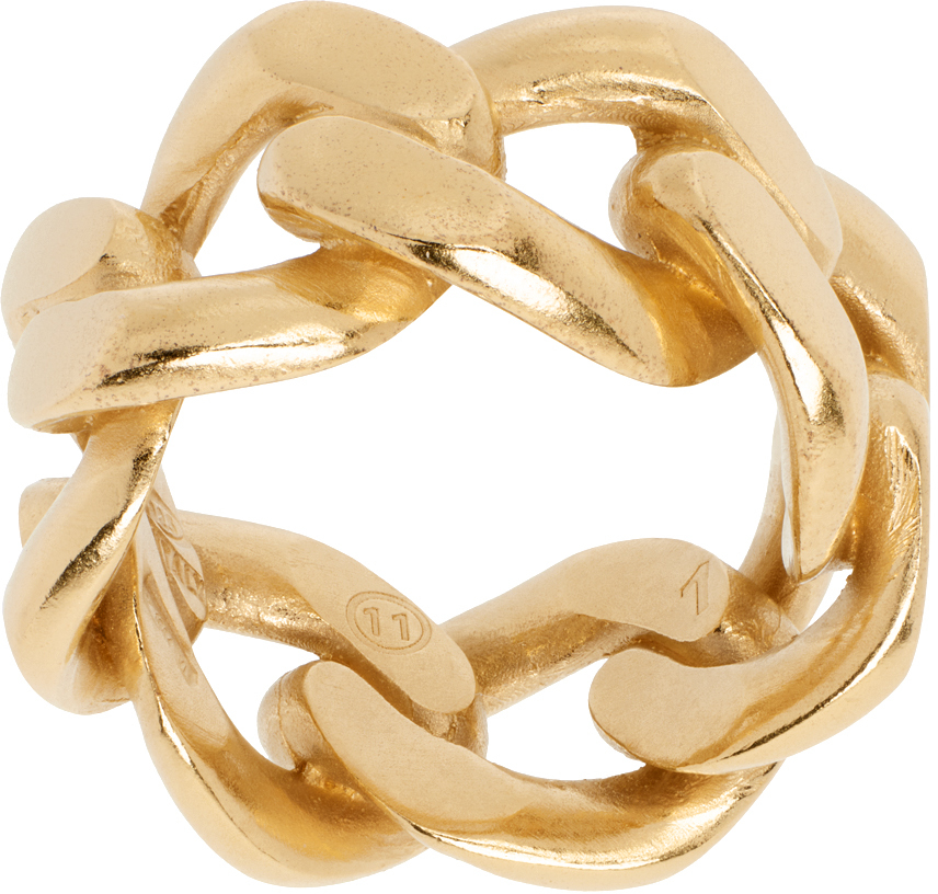 Shop Maison Margiela Gold Chain Ring In 950 Yellow Gold Bura