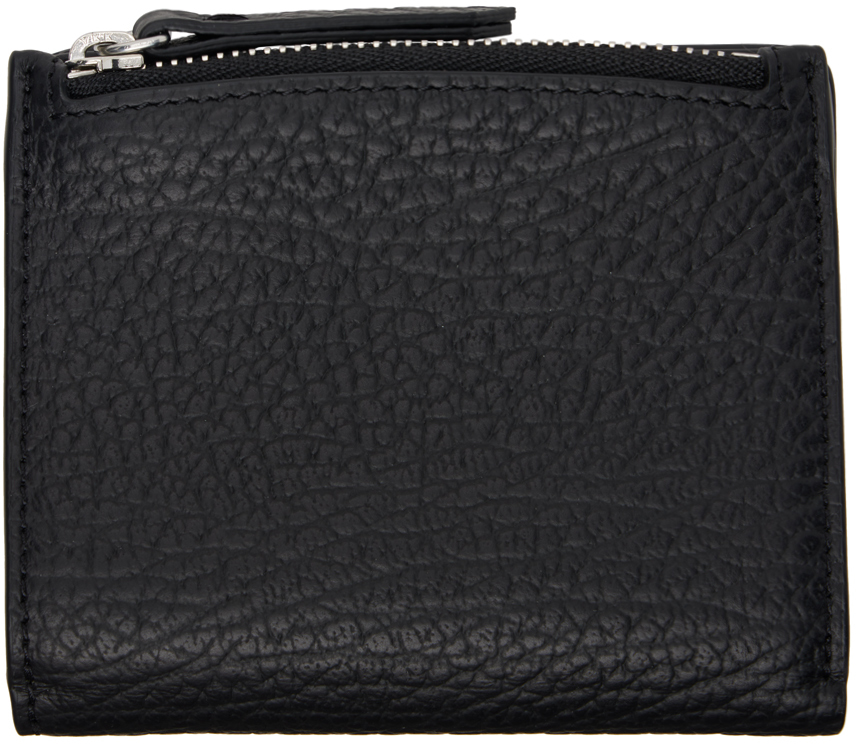 Shop Maison Margiela Black Leather Flap Wallet In T8013 Black