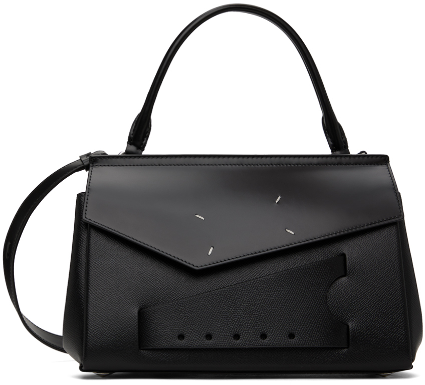 Maison Margiela / ロールトップ ハンドバッグ Maison Margiela: ブラック スモール Snatched トップハンドル