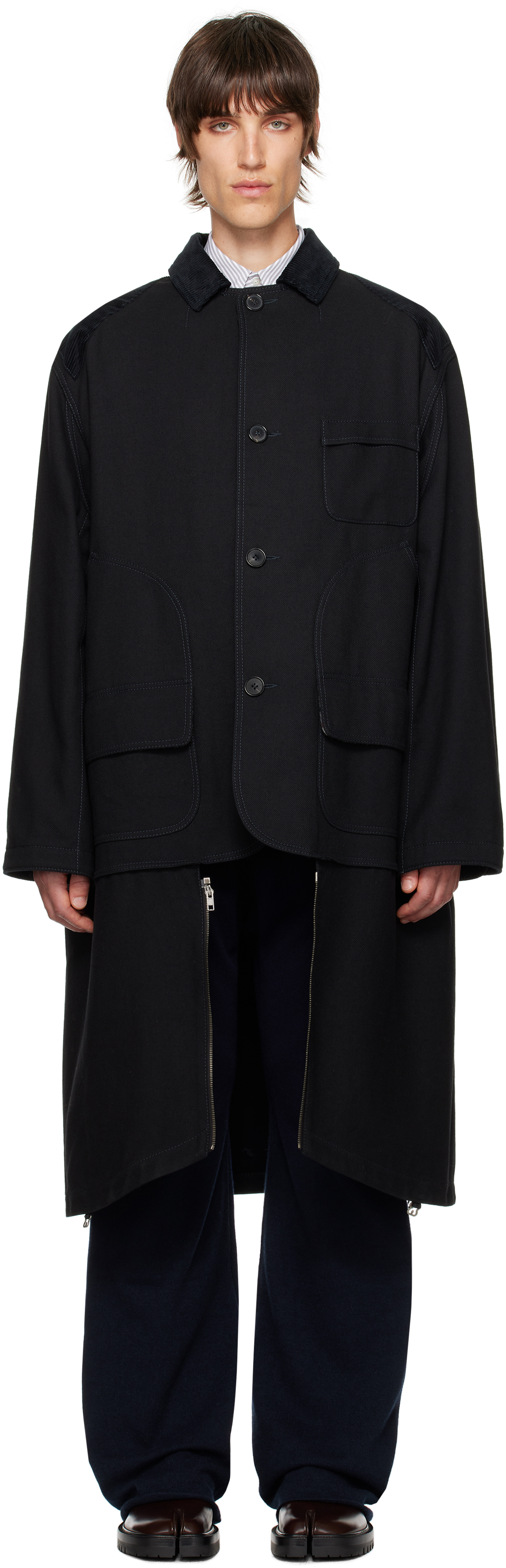 Black Heavy Cotton Double Coat