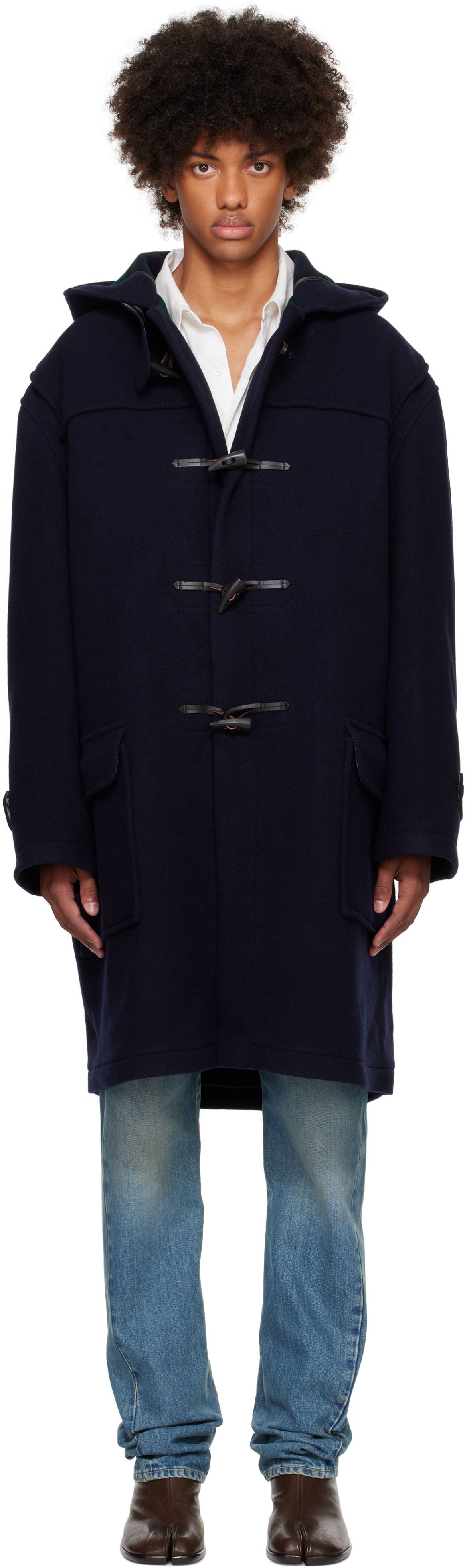 Shop Maison Margiela Navy Toggle Coat In 961 Navy