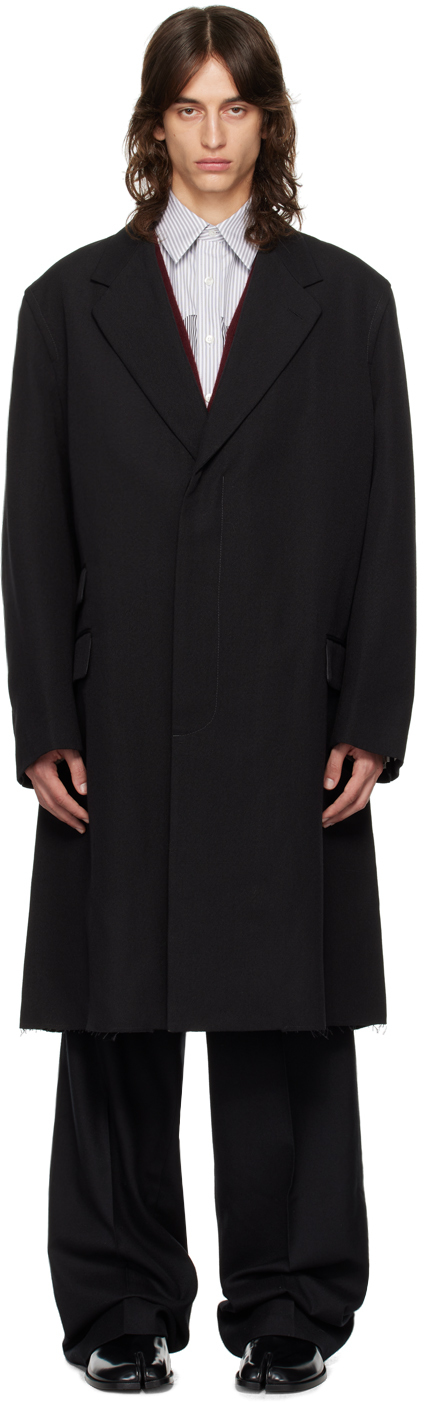 Black Wool Silk Coat