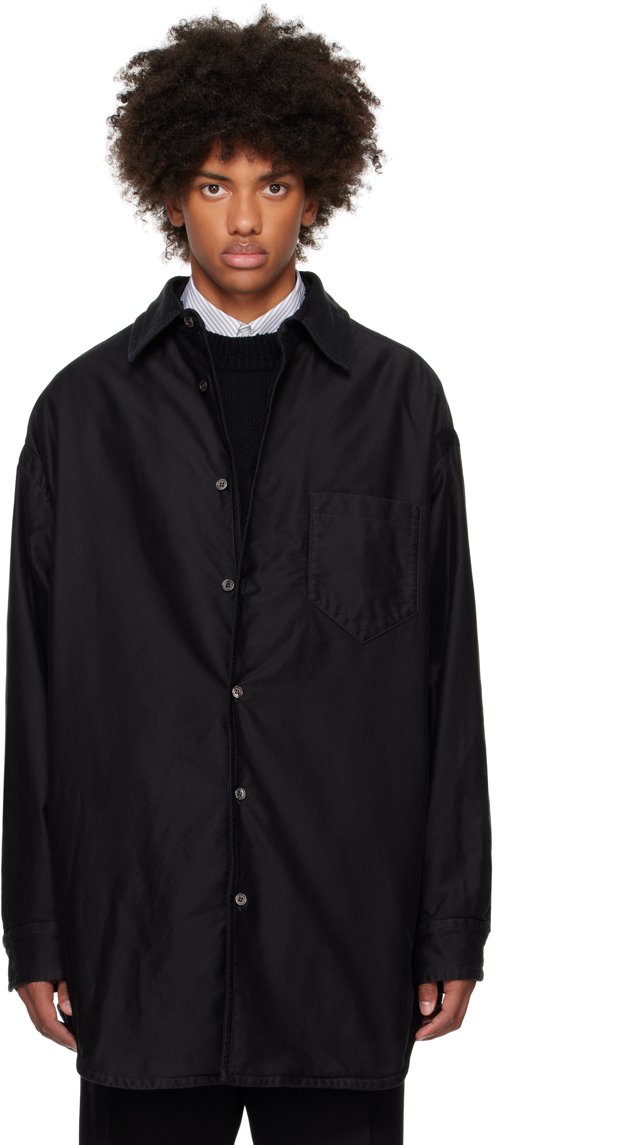 Shop Maison Margiela Black Padded Cotton Shirt In 900 Black