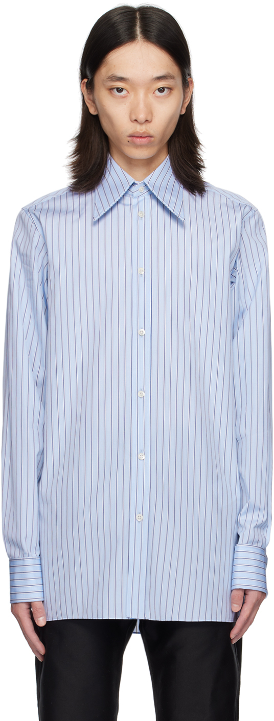 Shop Maison Margiela Blue & White Point Collar Shirt In 001f Light Blue