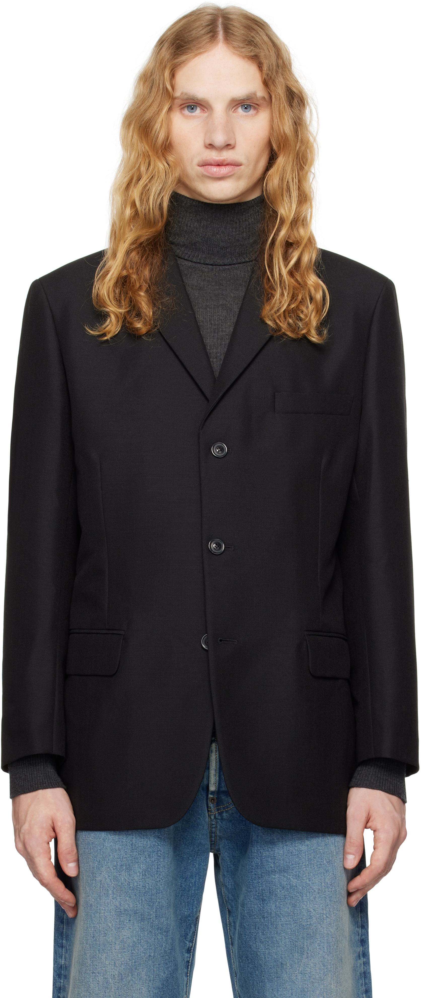 Shop Maison Margiela Black Single-breasted Blazer In 900 Black