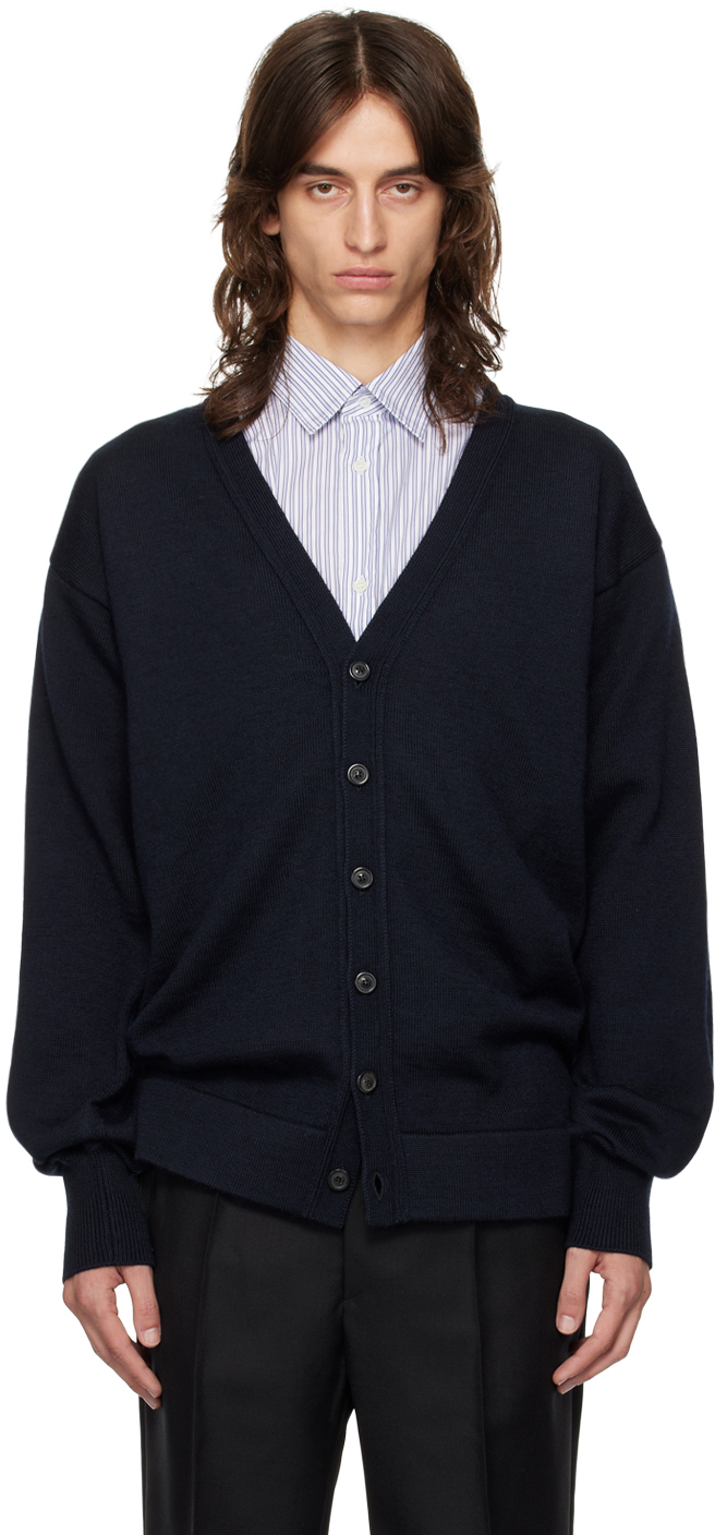 Navy Virgin Wool Cardigan