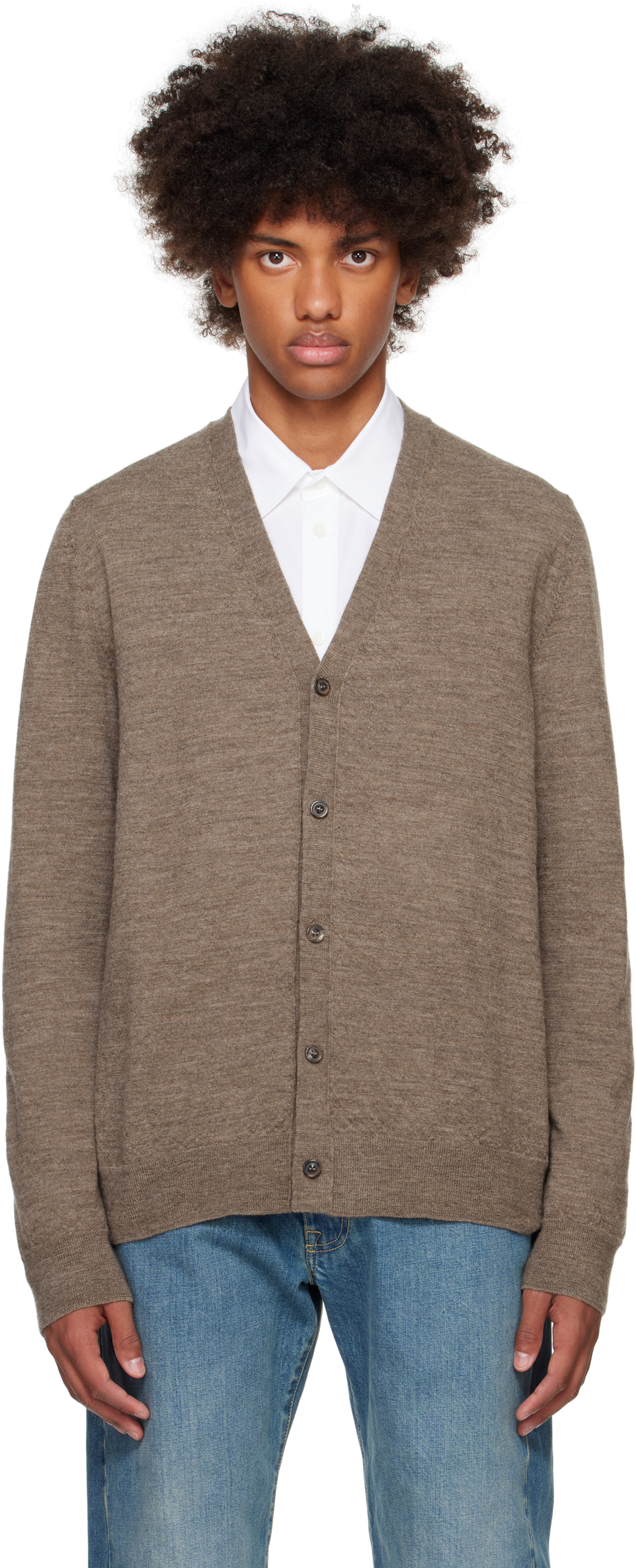Maison Margiela Brown Elbow Patch Cardigan In 805m Walnut