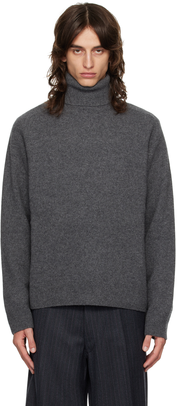 Shop Maison Margiela Gray Brushed Turtleneck In 859m Charcoal