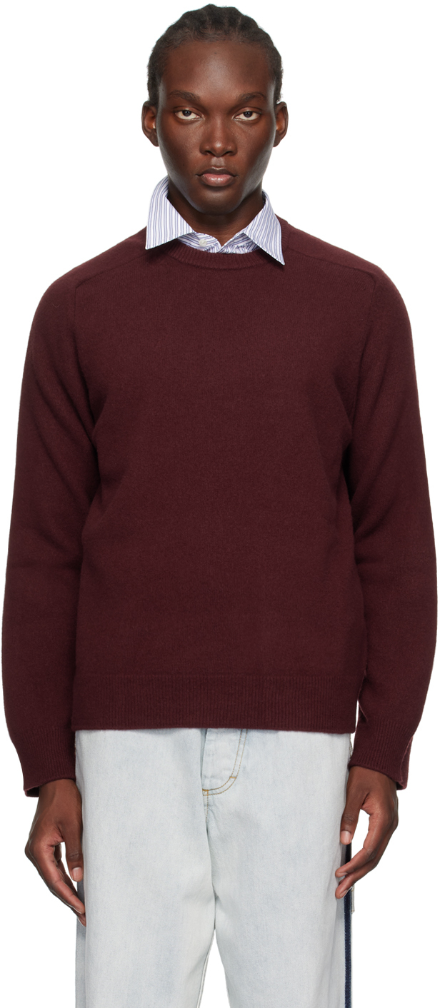 Shop Maison Margiela Burgundy Washed Lambswool Sweater In 248 Bordeaux