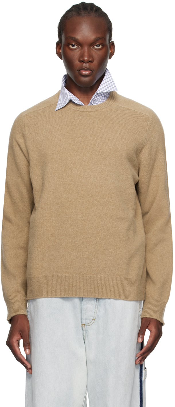 Shop Maison Margiela Beige Washed Lambswool Sweater In 124m Beige