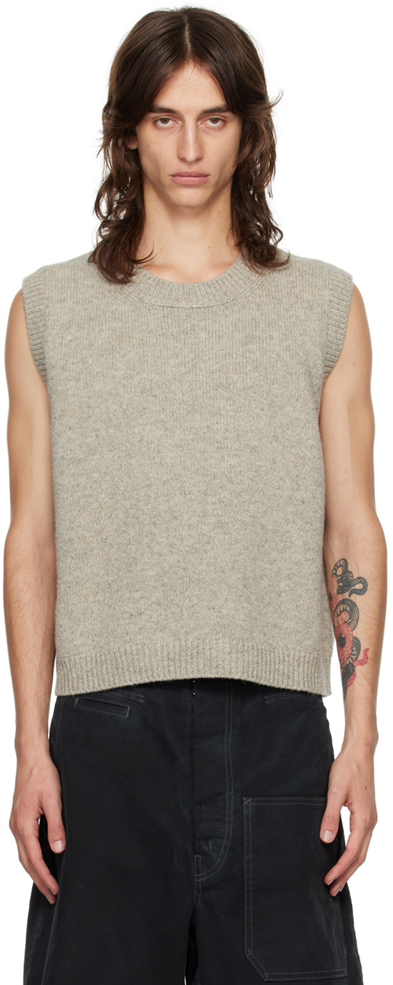 Beige Crewneck Vest