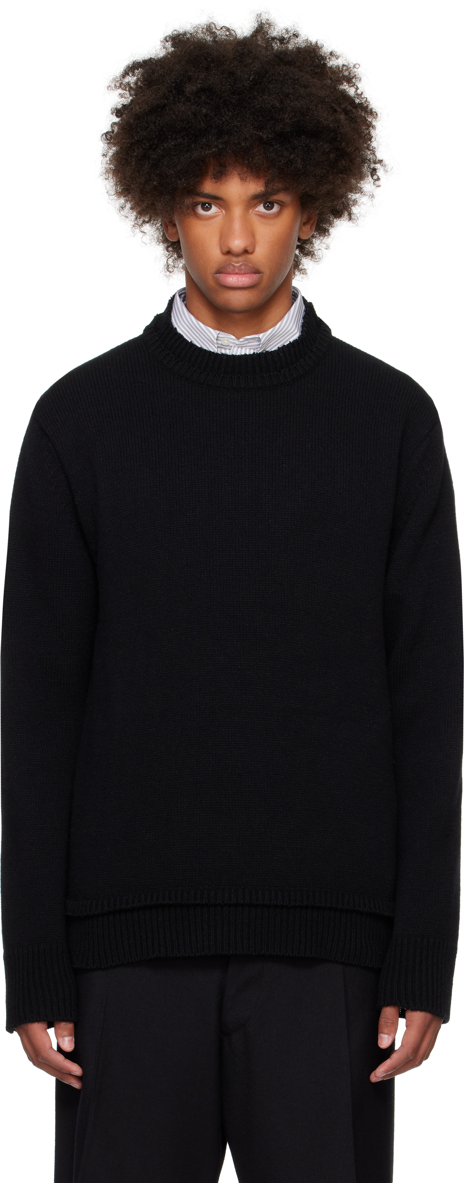 Shop Maison Margiela Black Elbow Patch Sweater In 900f Col. 900f