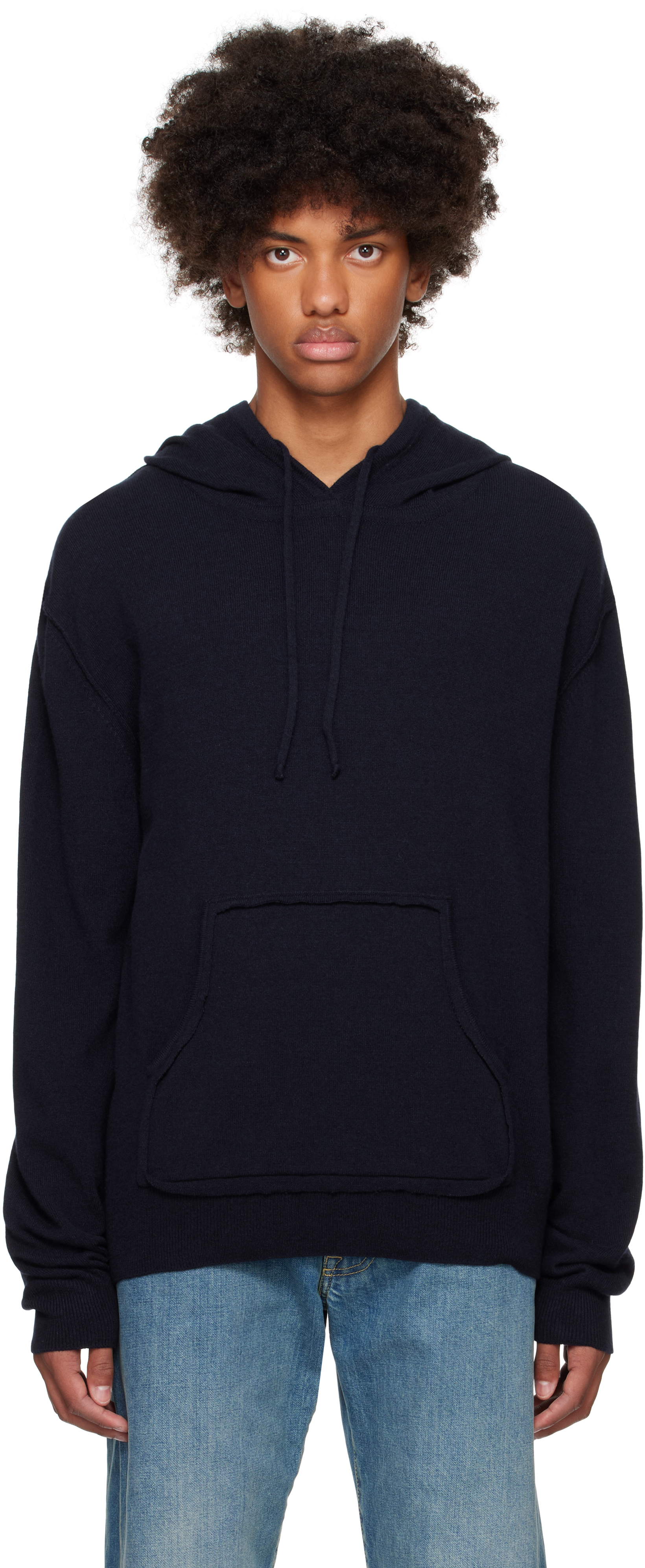 Navy Décortiqué Cashmere Hoodie