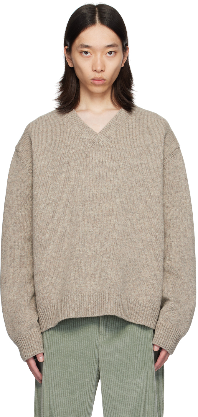 Shop Maison Margiela Beige Shetland Wool Sweater In 002f Beige/light Gre