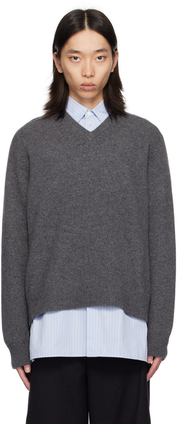 Shop Maison Margiela Gray Washed Lambswool Sweater In 859m Charcoal