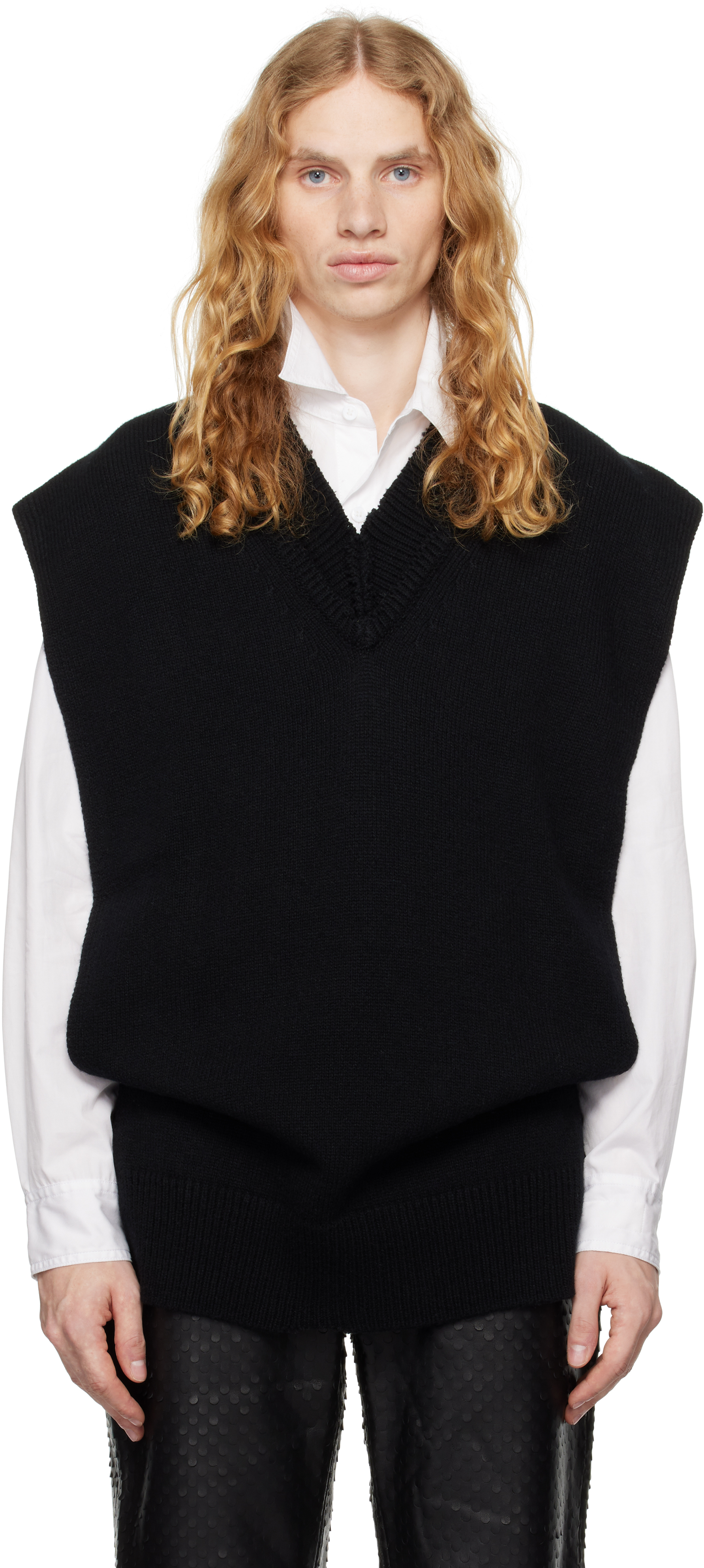 Shop Maison Margiela Black Layered Knit Vest In 900f Black