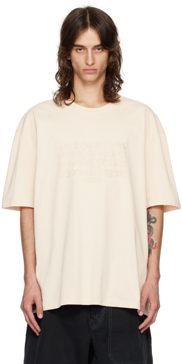 Beige Logo-Embroidered T-Shirt