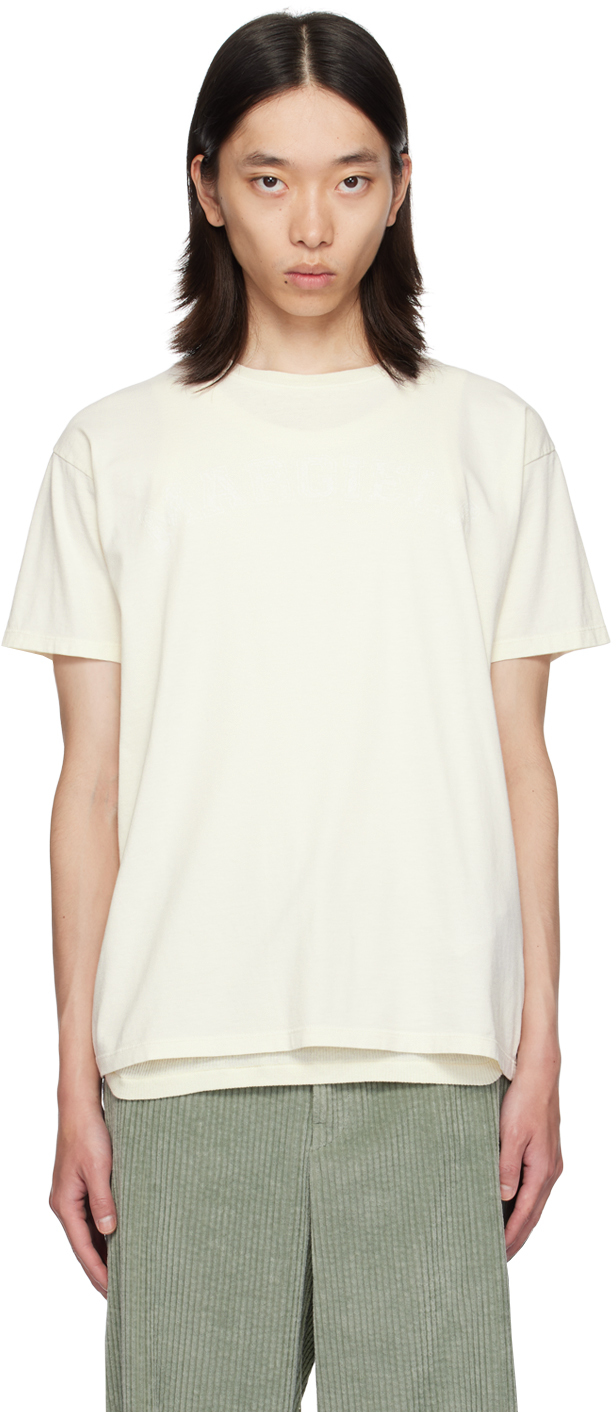 Shop Maison Margiela Off-white Printed-logo T-shirt In 102 Off White