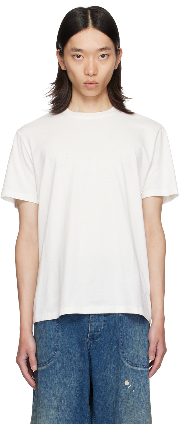 Three-Pack White & Off-White Organic Cotton T-Shirts