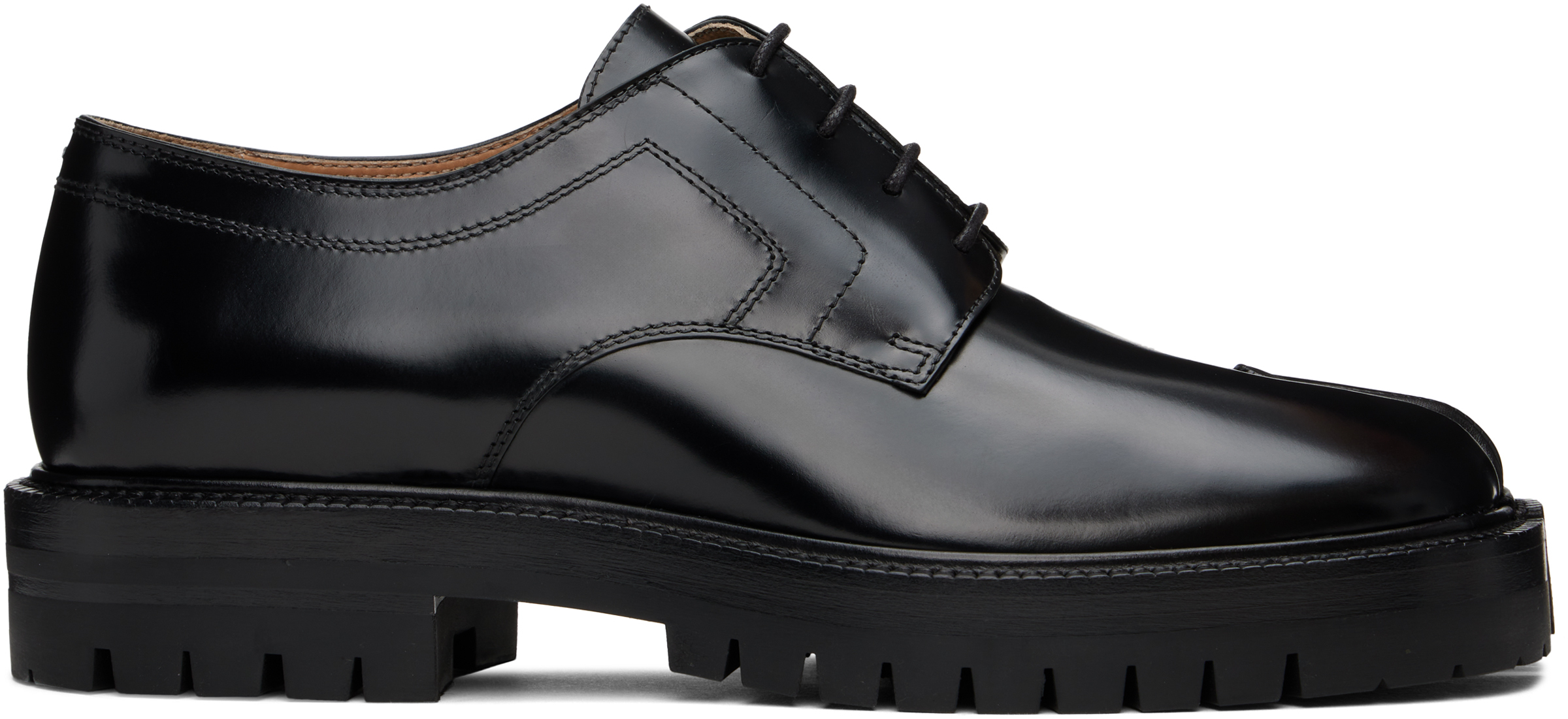 MAISON MARGIELA BLACK TABI LACE-UP DERBYS 