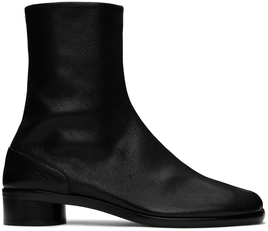 Shop Maison Margiela Black Tabi Ankle Boots In T8013 Black