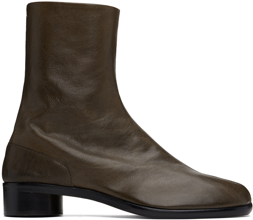 Shop Maison Margiela Brown Tabi Ankle Boots In T2147 Bark