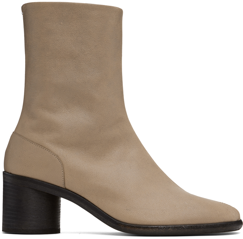 Shop Maison Margiela Taupe Tabi Boots In T8046 Birdy